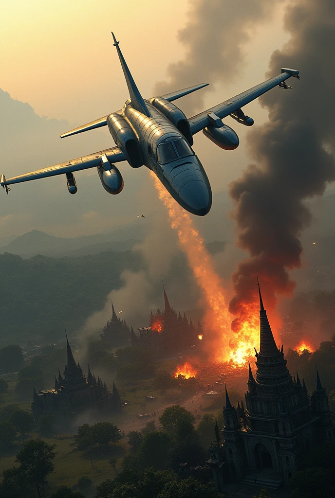 SIAI-Marchetti SF260 bombing over srilankan civil war beside temples and villages and civilians running, in the ground army is firing over the civilians