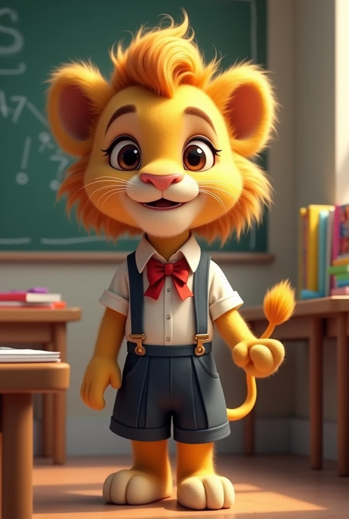 Little lion in school uniform