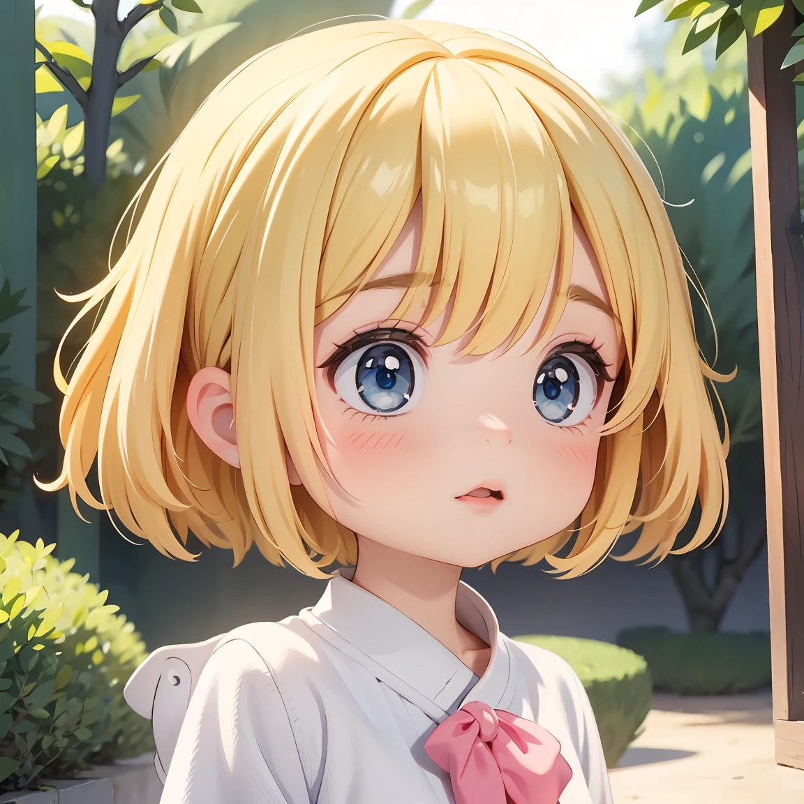 Super Chibi Character:1.8、Blonde Hair、Cute 7 year old girl、Super Chibi Character:1.8、Lots of chibi characters