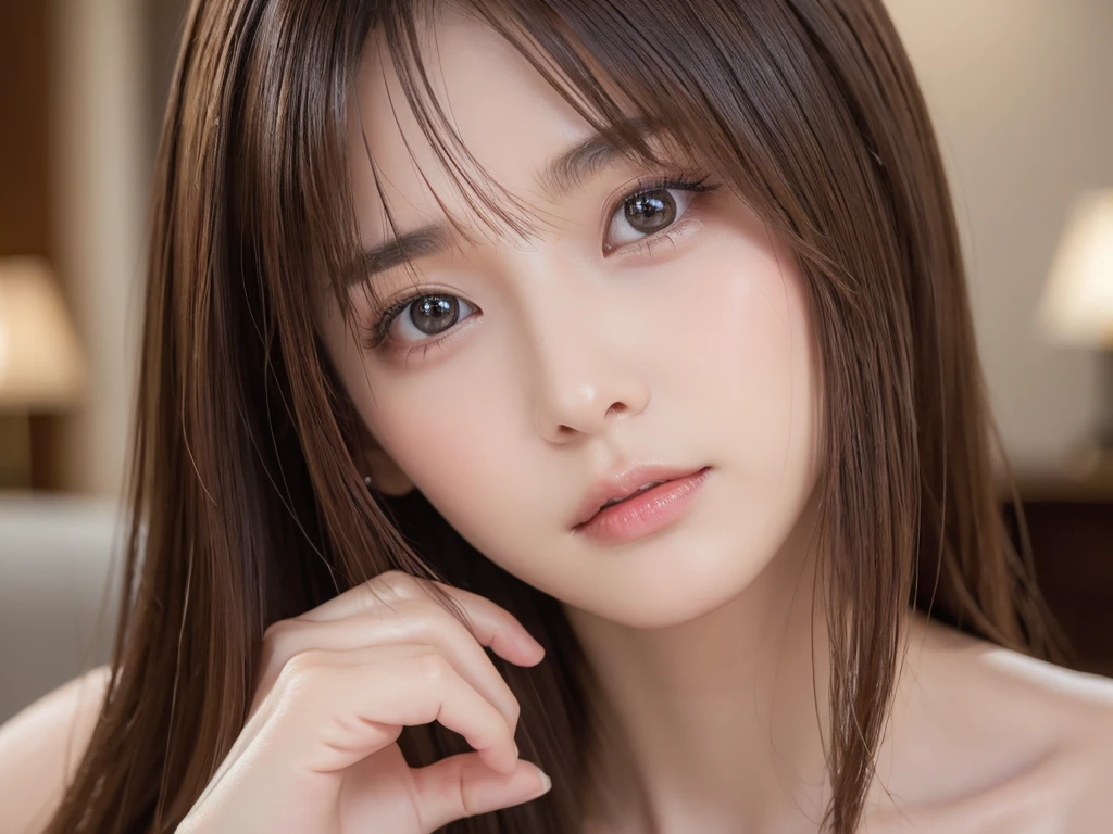(masterpiece:1.5)、(8k)、(Photorealistic:1.5)、RAW Photos、(Best image quality:1.4)、(Sharp focus:1.5)、 Highest quality、masterpiece、Ultra-high resolution、Photograph the whole body、Perfect dynamic composition、 20-year-old、thin、In the living room、Beautiful woman:1.4、Serious expression、 Wearing a long pink dress、 Light brown hair、Hairstyle is straight long、Shiny Hair、 Super detailed face、Detailed eyes、double eyelid、 Natural color lip、Clear Skin、Straight Hair