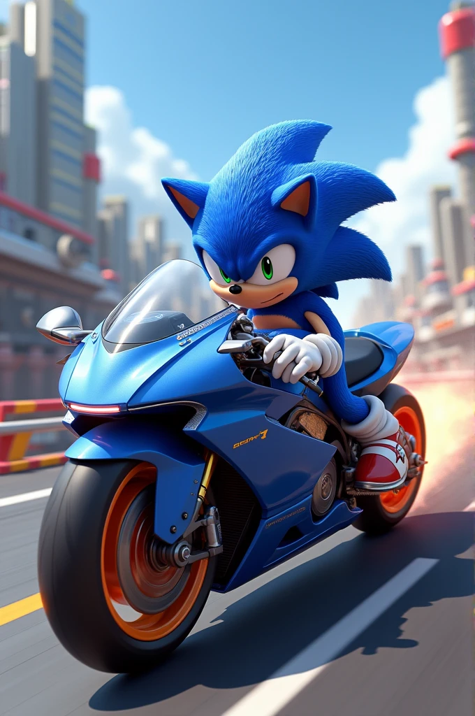 Sonic on a motorcycle