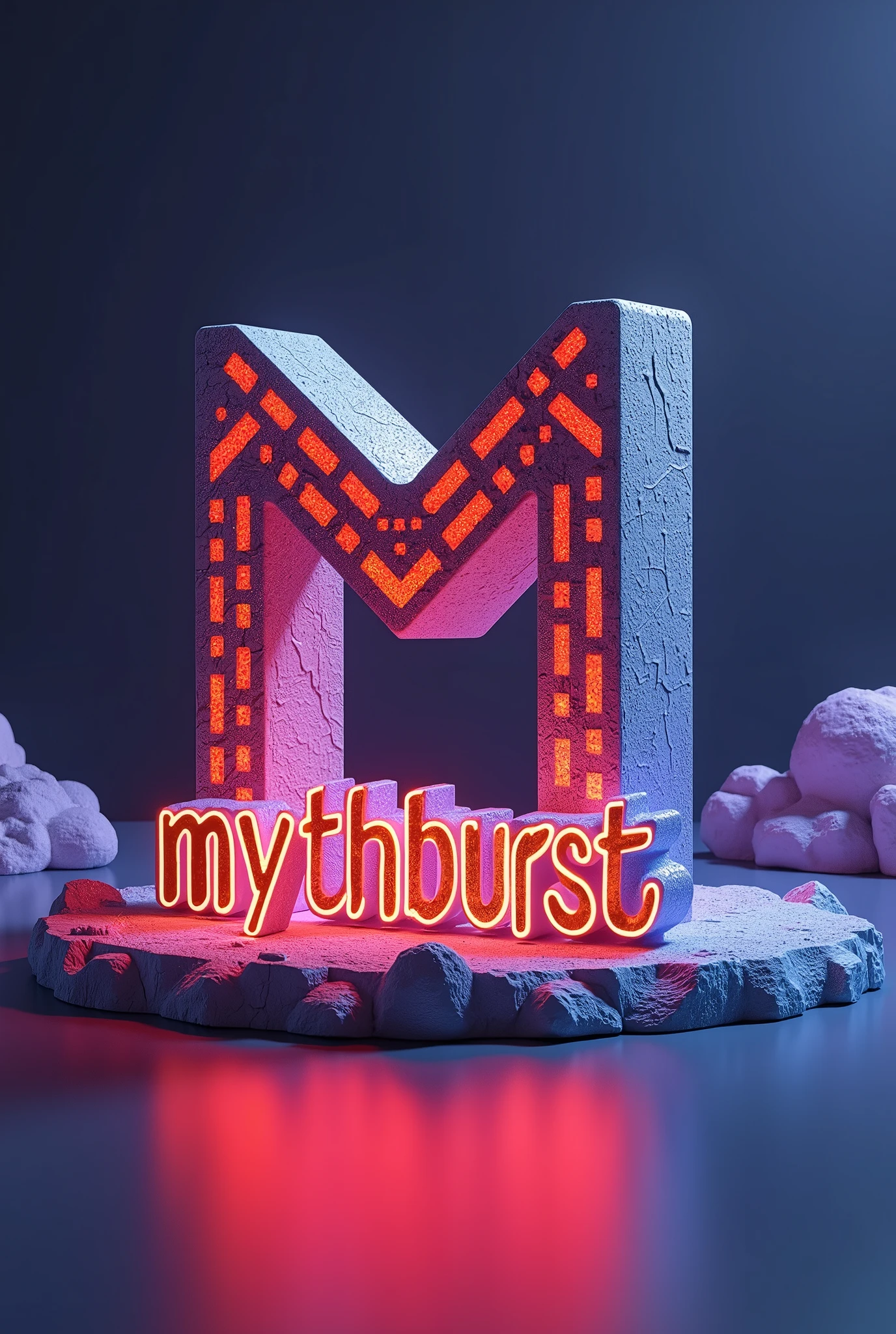 Best quality, 8k image,logo for youtube channel with the letter "M", unique color,3d shape, must be write "Mythburst" in logo