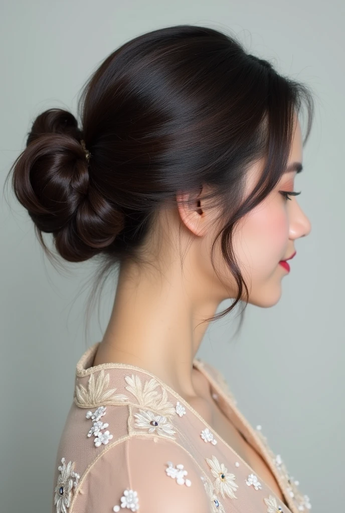 Beautiful back hair style、Hairstyle seen from the side back、Medium Hairstyles、A hairstyle with a fluffy back and a tight neckline、Japanese