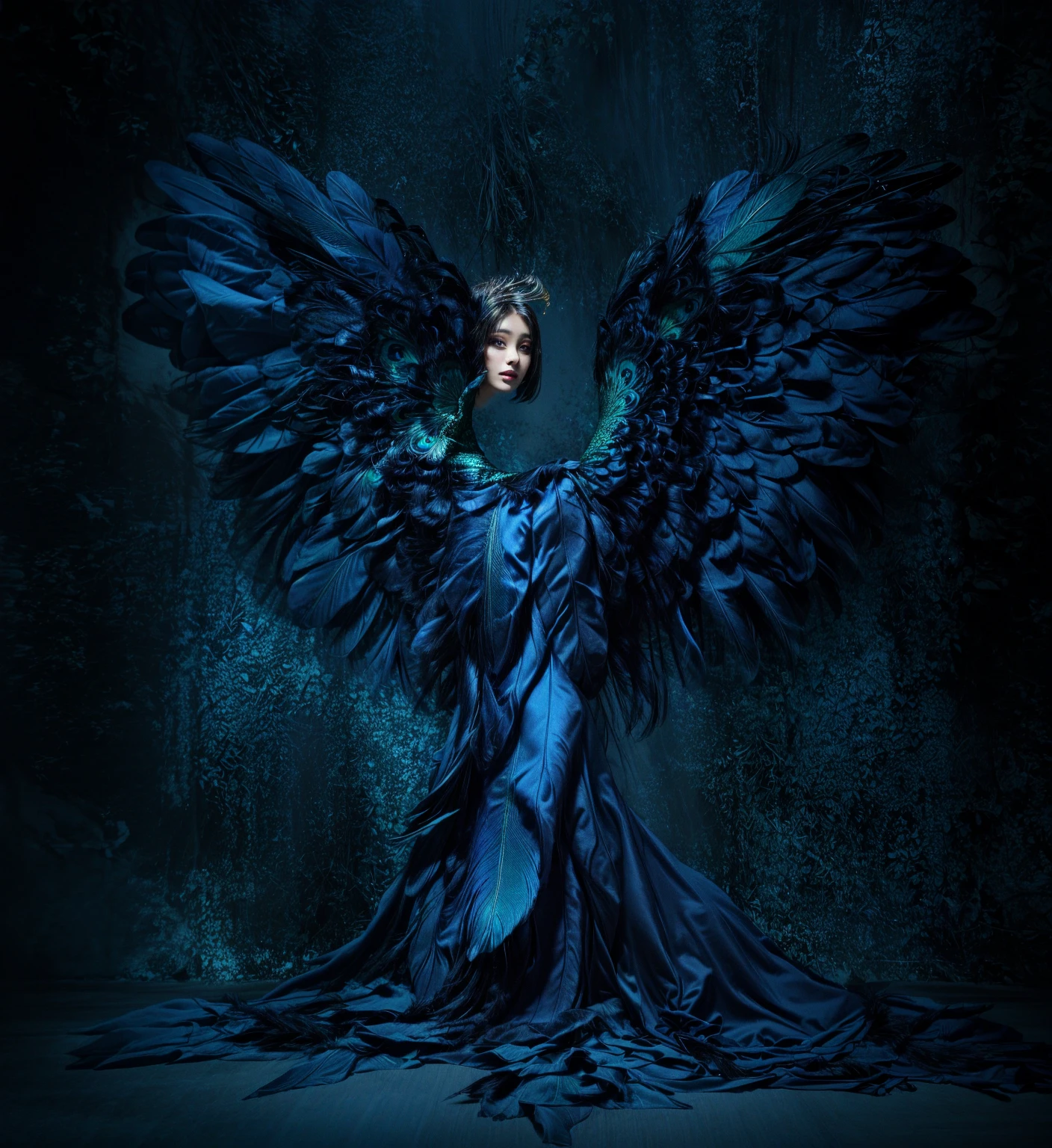 peacock feather wings dress