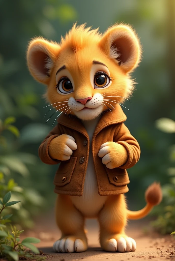 Lion cub in jacket