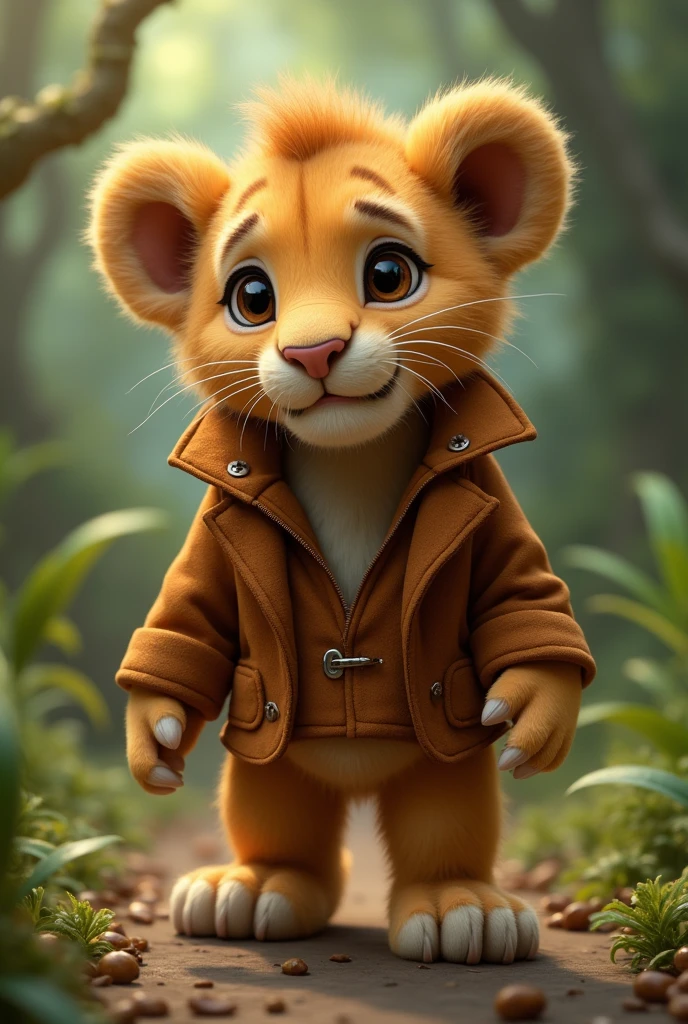 Lion cub in jacket