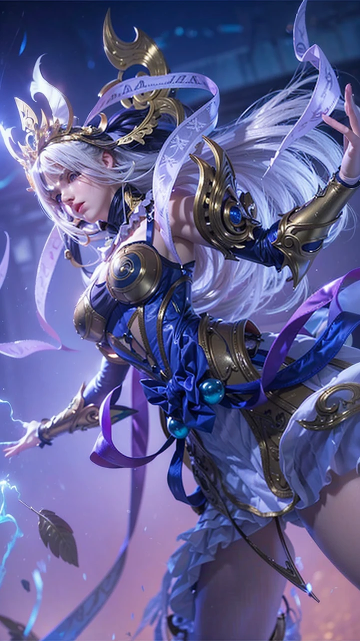 8K,((masterpiece)), ((best quality)), (ultra-detailed), High detail, professional photograph, highest quality, floating hair, beautiful detailed, (((realistic))), hyper realistic character,natural lighting ,beautiful detailed eyes,1girl, solo,blunt bangs, realistic,a girl with a large bust, her blouse is about to burst from her large breasts, ponytail, bangs, thick thighs, beautiful detailed eyes, beautiful detailed lips, extremely detailed eyes and face, long eyelashes, , corset blouse, white blouse, pleated skirt, thigh-high socks, suspenders, photo-realistic, 8k, vivid colors, masterpiece, anime, cinematic lighting, soft focus