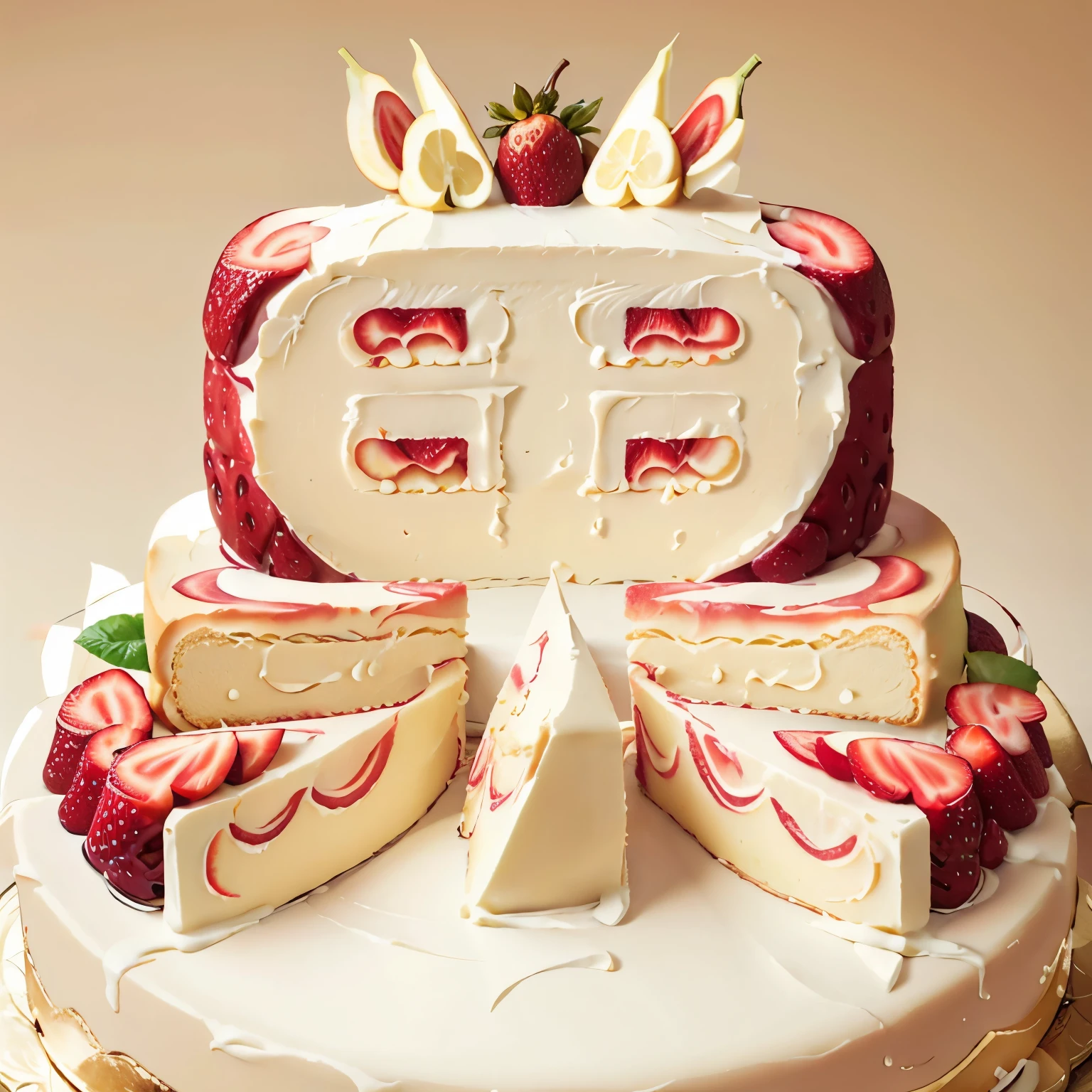 Cream cake，Fruit dynamic effect，Vibrant and bright colors