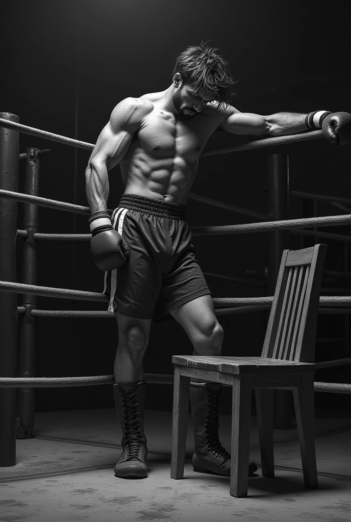 Boxer, chair, rest, Drained, Lean on the rope