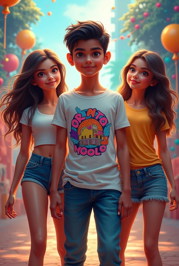 A boy in his sexy T shirt I named "Ansh" I have 2 girls around