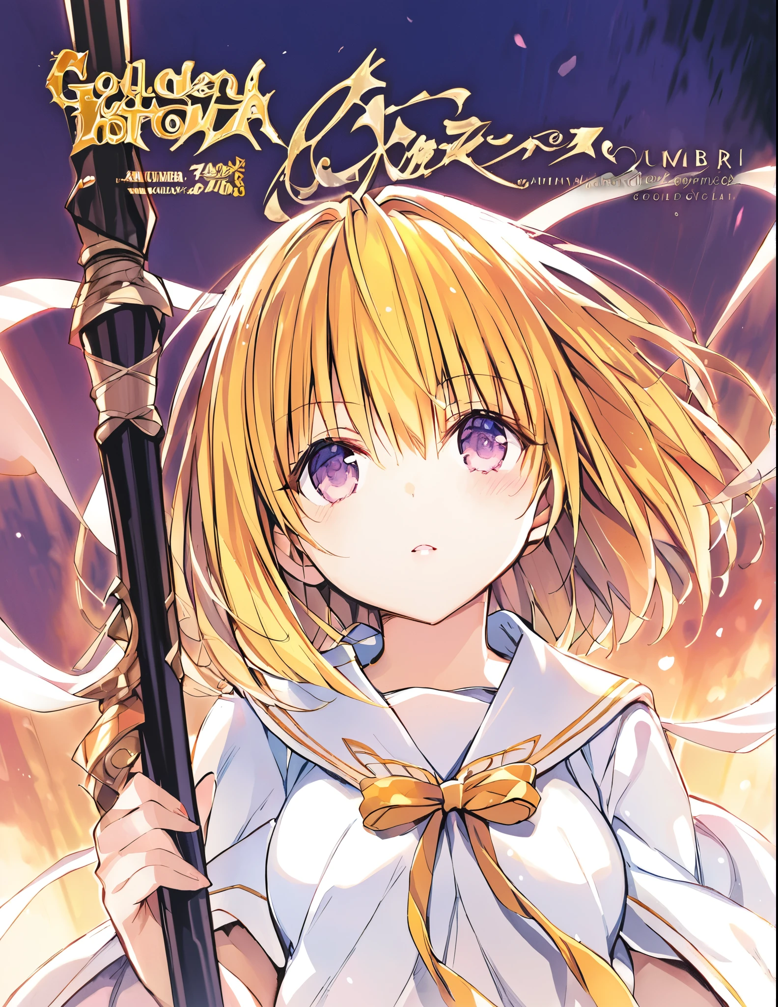 Official art using hand-drawn watercolor sketch technique Golden Short Bob Light novel cover art(Title:Lunatic=Umbra)