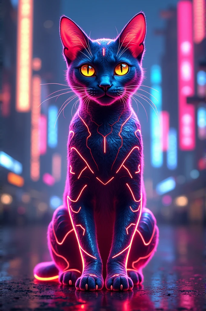 Cat in neon suit