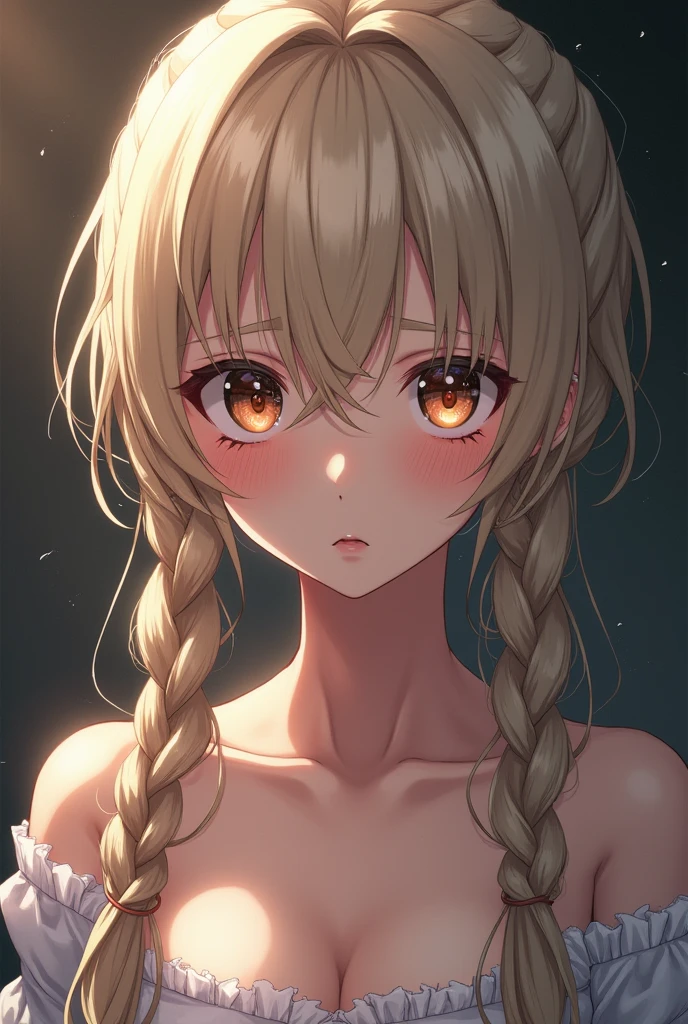 ((best quality)), ((masterpiece)), (detailed), 1girl, (big forhead:1.2),extremely detailed cute anime face, (((flat chest))), (flat chest:1.1),((((long twin braids,tight braids,long braid,braided hair,long hair)))),intricate eyes,beautiful detailed eyes,symmetrical eyes,(((detailed face))),beautiful detailed lips, looking at this, (((embarrassed))),(horrified expression),(panic),(crying),highres,(best quality),(ultra detailed,extremely detailed),perfect face details, ((masterpiece:1.4, best quality))+, (ultra detailed)+, long twintails, cute girl, (flat chest:1.1), small breasts, slim body, skinny, (narrow hips), prominent collarbones, skinny arms, flat stomach, visible hip bones, long hair, red hair, white hair, blonde hair, dark hair, ponytail, thick ponytail, heavy ponytail, small breasts, perfect face, small breasts (flat chest:1.1), NSFW, long revealing gown,Detailed body,Full limbs,(from behind), (turning), NSFW, (flat chest:1.1), lingerie, underwear