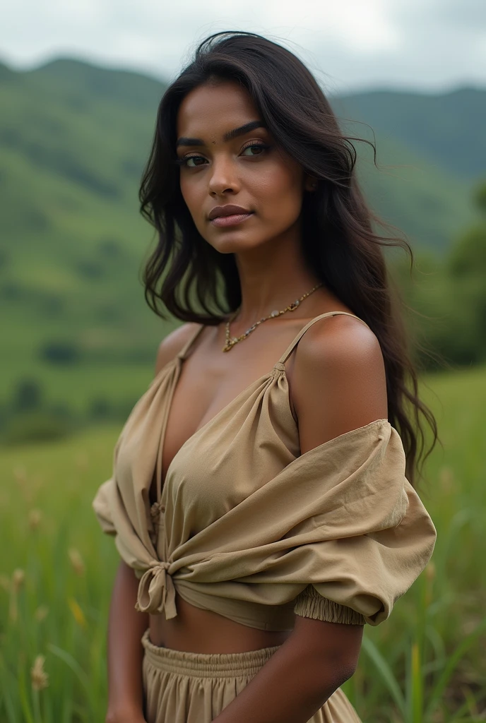 Indian woman bending down showing cleavage oversized blouse naked valley erotic sexy facial expressions prime professional lens
