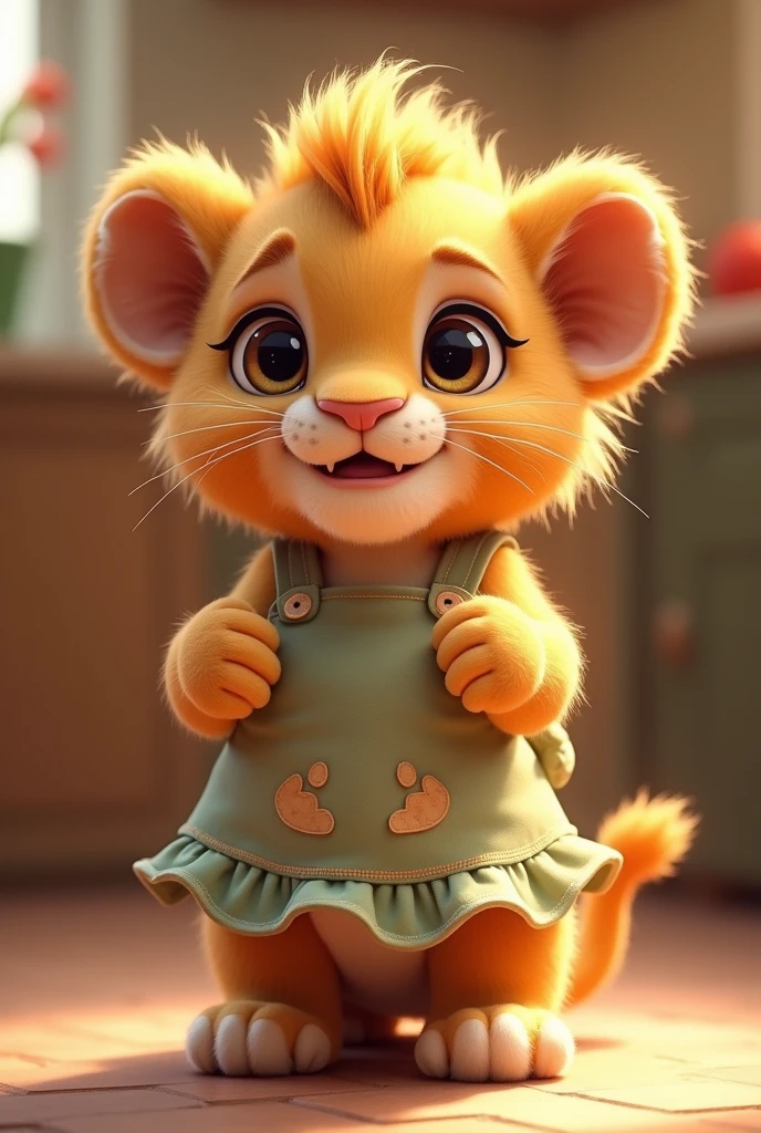 Little lion in an apron