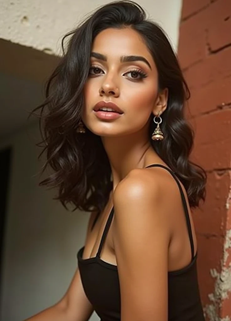 Indian woman bending down showing cleavage sexy facial expressions prime professional lens