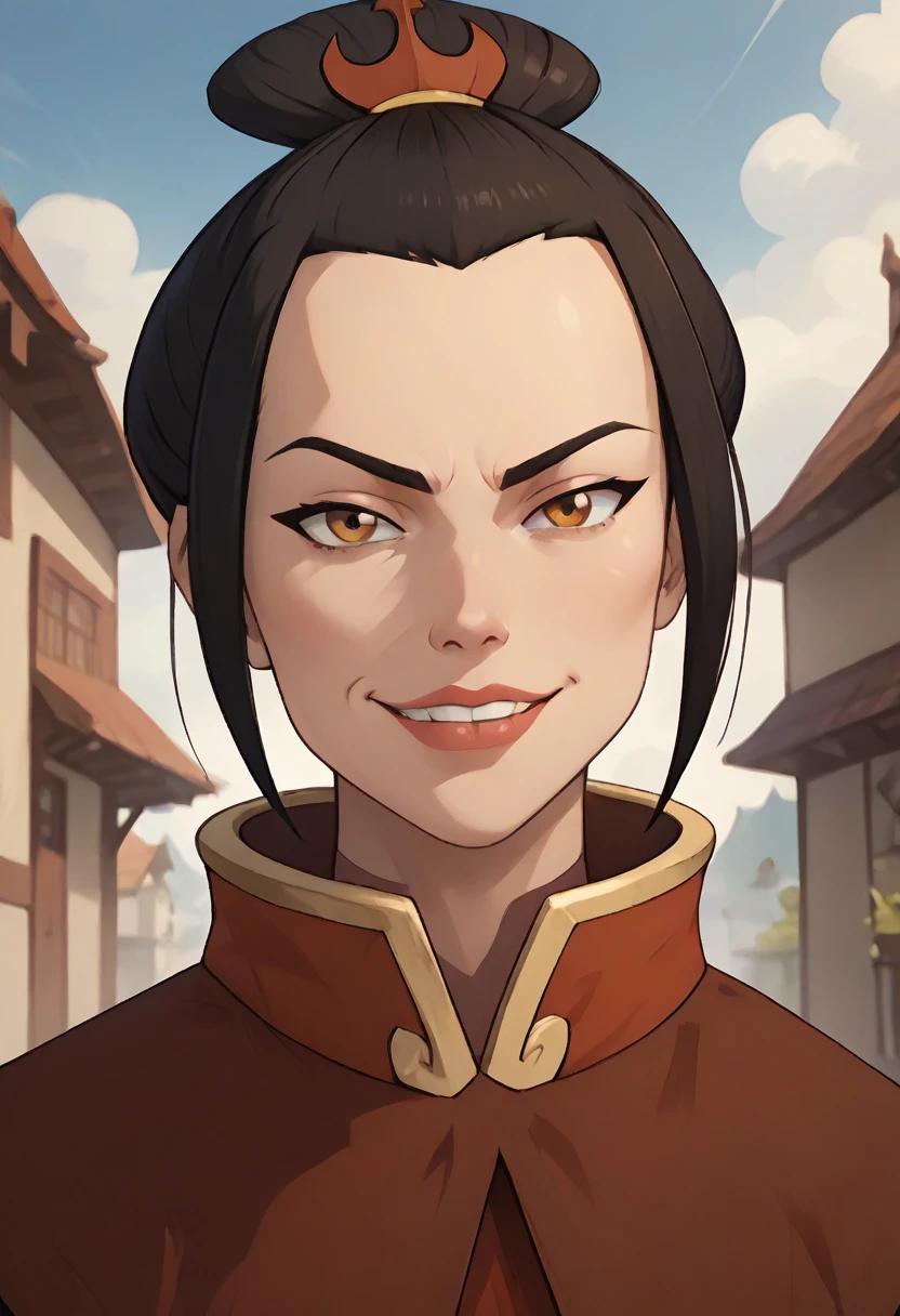 (masterpiece) (best quality) (detailed) (8k) (sharp focus), 1 female, Azula smirk, detailed face