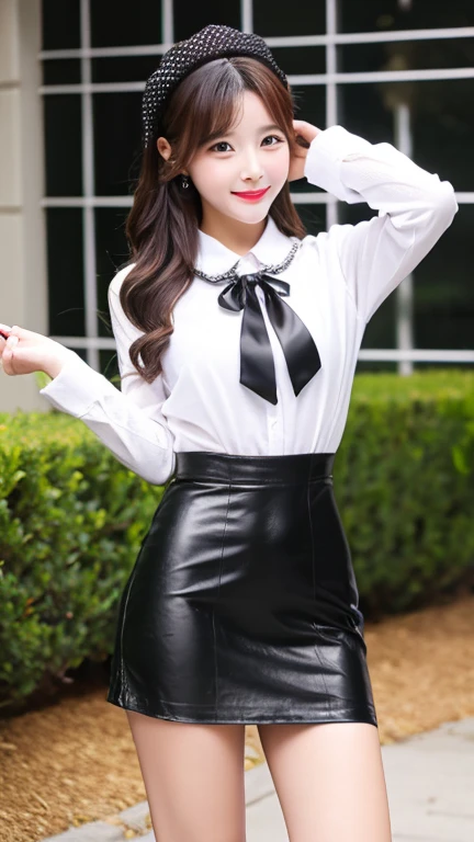 cute girl leather dress outfit 