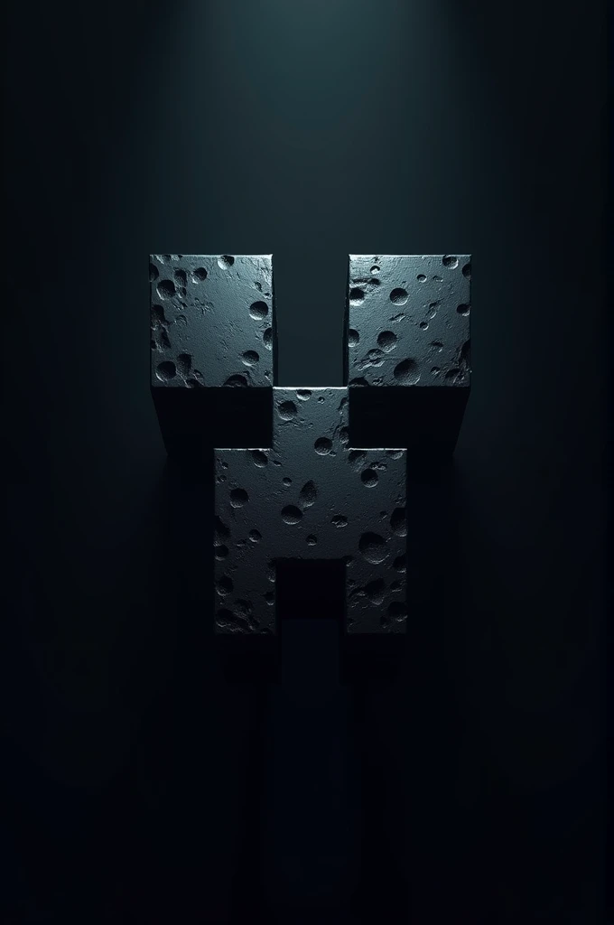 Make a mincraft logo that has the texture 'Darkness' on it and give it a edge glow effect