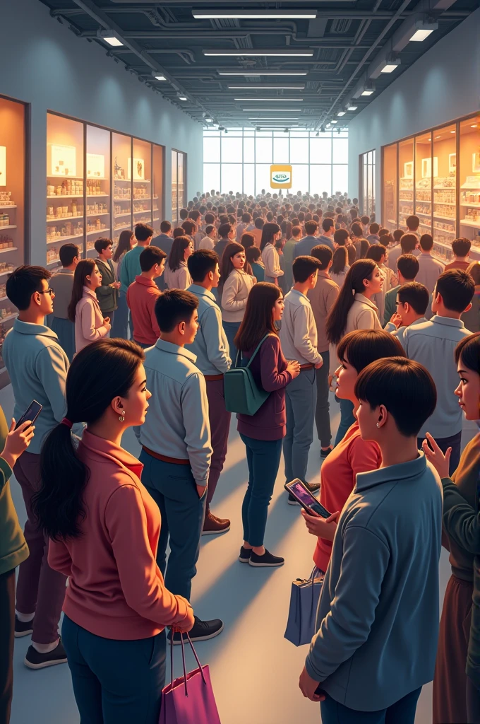 Familie Amazon Shopee, Customers are queuing
