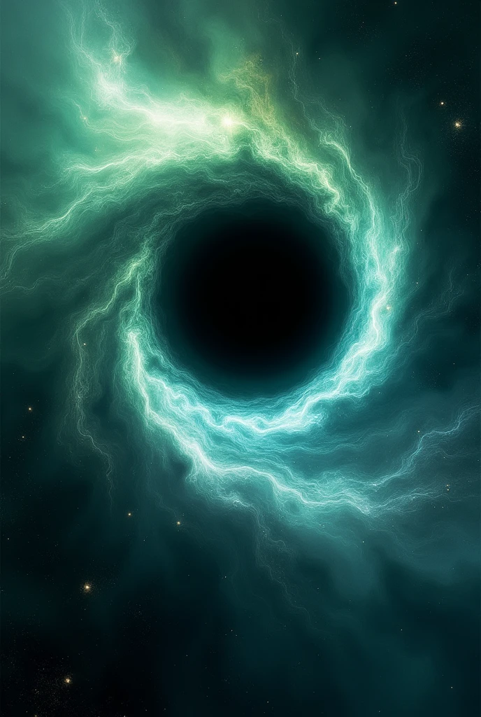 A unique space picture, blackhole, nebulae, green or blue in colour