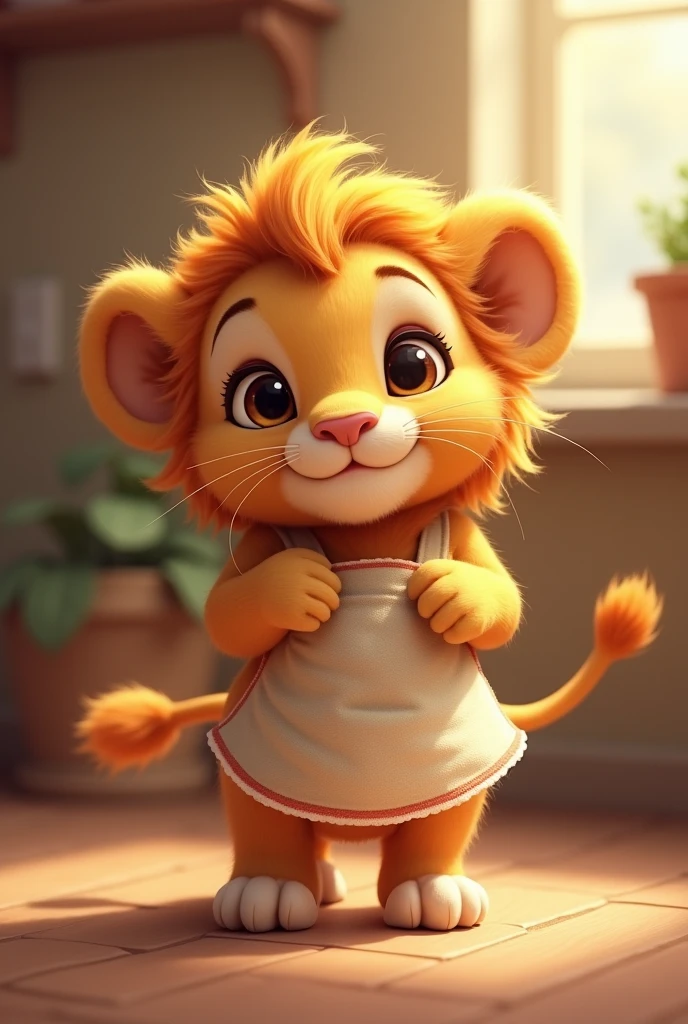 Little lion in an apron