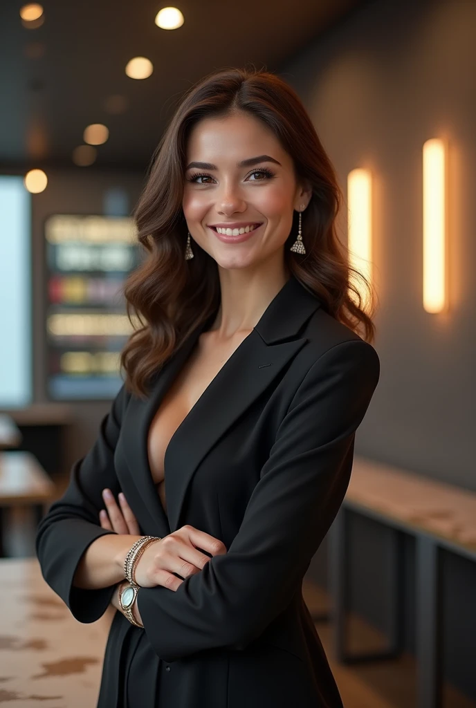 A woman representing a virtual gastronomic tasting and experience platform company