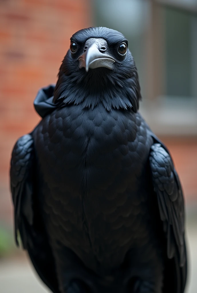 Produces ultra-high definition images of a chic raven, a black raven in a sweatshirt. Advanced macro photography techniques are used to highlight the intricate details of the raven's feathers, beak, and expressive eyes. Places the camera at peephole height, creating an intimate connection between the audience and the raven subject. Increase the aperture and shallow depth of field. Improve lighting to emphasize the texture and contours of the raven's body. (Costumed: 1.2), splashing water, scratching the raven in a relaxed position, but balanced, showing suppleness and grace. Capture moments of natural movement, stretching, beauty of hair, etc., conveying realism. Post-processing is applied to improve image clarity, contrast, and color balance, protecting every aspect of the raven, from its intricate patterns to its strong gaze, in stunning detail. Finally, it conveys the raven's serene beauty and innate grace, captures fleeting moments, and celebrates the uniqueness of the raven's curiosity and balance.”