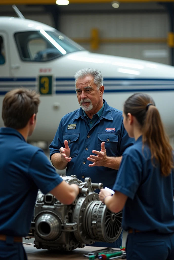 A aircraft technician trainer in aviation academy