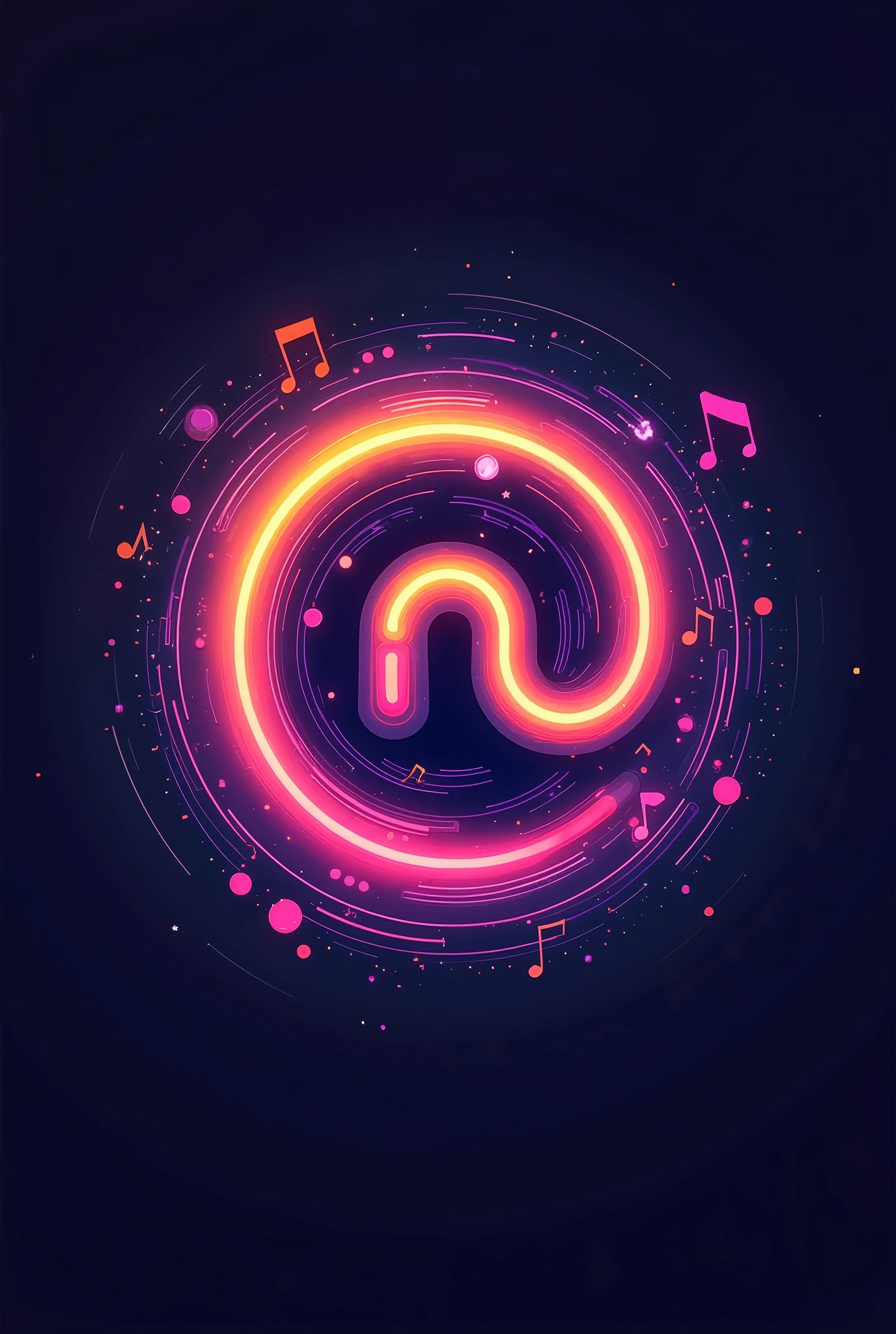 Design a playful, dynamic logo for the name "Groove On," emphasizing the idea of continuous movement and rhythm. The logo should feature a stylized "G" and "N" interconnected in a circular shape, resembling a music note or a spinning record. The overall aesthetic should be vibrant, energetic, and visually appealing.