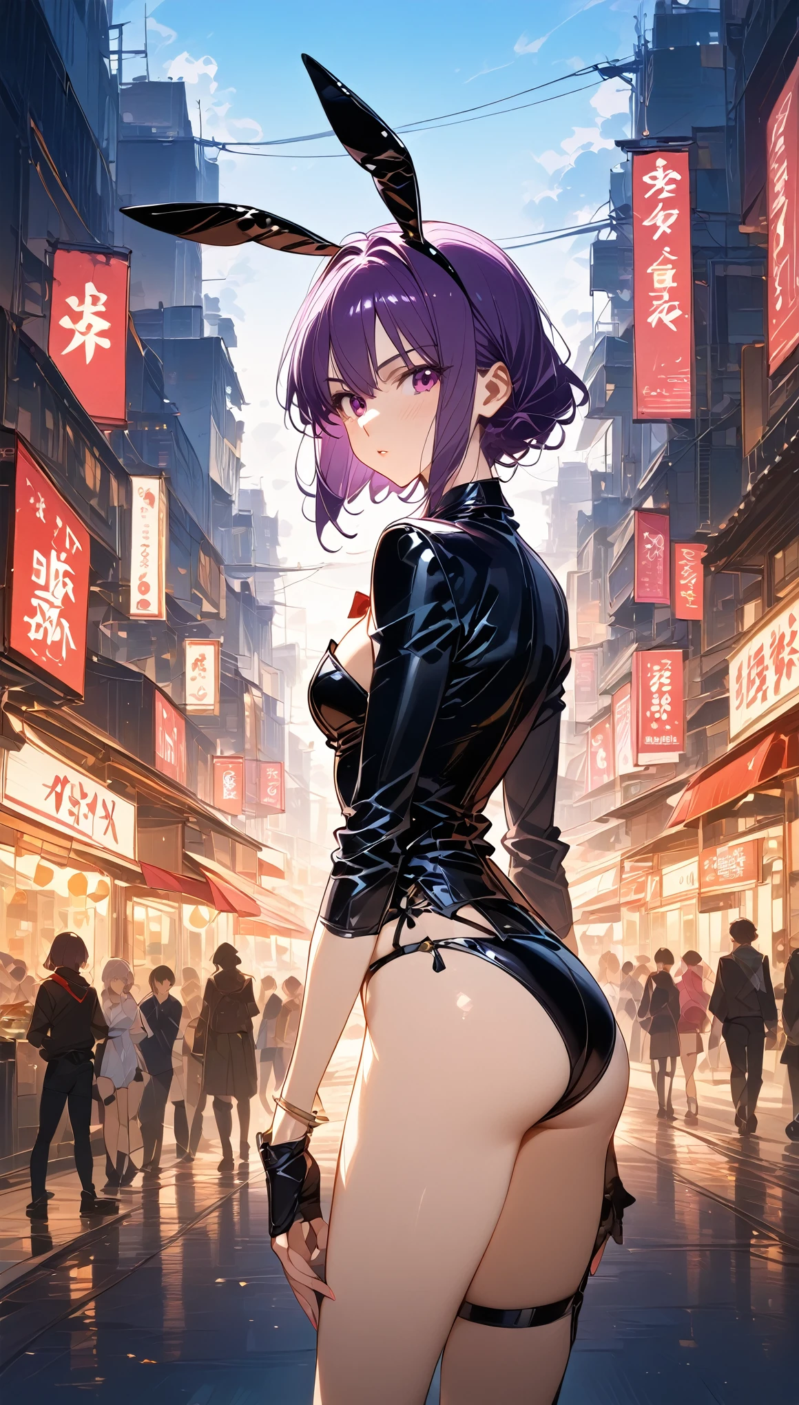 1girl, 1girl, kusanagi motoko, ghost in the shell,
official style, 2d cel anime, playboy bunny,
(masterpiece:1.2), (best quality:1.2), (very aesthetic:1.2), (absurdres:1.2), (detailed background), 2000s (style), perfect anatomy, ai-generated, intricate details,
beautiful natural lighting, beautiful deatailed shadow, beautiful detailed glow, score_9, score_8_up, score_7_up, ultra-detailed, Best-A, Medium-B, Low-C, Bad-D, rating_safe, enhancer