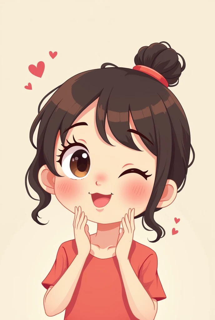 Create a cartoon image of cute girl giving flying kiss for whatsapp dp