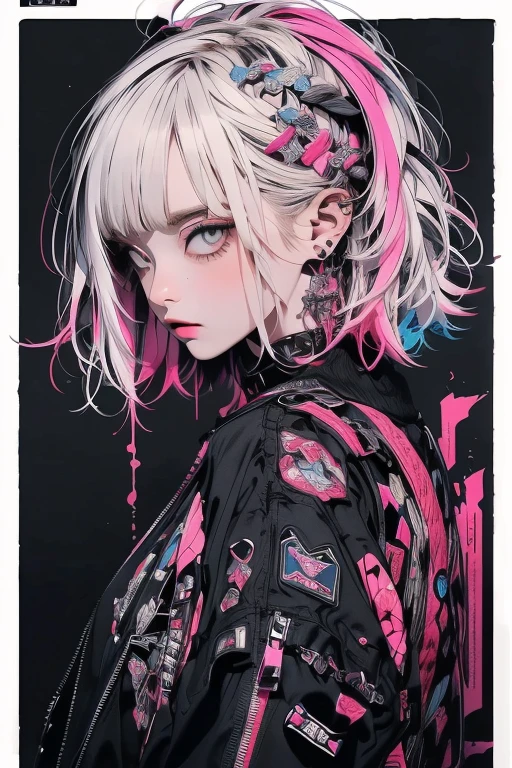 ((((dramatic))), (((Grainy))), (((intense))) film poster featuring a young platinum white hair woman as the central character. She stands have confidencely in the center of the poster, wearing a stylish and edgy Harajuku-inspired hip hop Costume, with a determined Performance on her face. The background is aesthetic atmospheric dark and Grainy, With danger and tension. The article is bold and to attract attention, with a Catchy tagline that adds to the overall feeling of drama and excitement. The color palette is mainly dark with splashes of Vibrant neon colors, giving the poster a dynamic and visually impressive appearance,tachi-e
(magazine:1.3), (cover-style:1.3), fashionable, woman, Vibrant, Costume, Sexy seductive poses, front, colorful, dynamic, background, element, have confidence, Performance, Holding, statement, accessories, Majestic, Coiled, The surrounding area, touch, scene, article, cover, bold, to attract attention, title, stylish, font, Catchy, Heading, big, impressive, Modern, trend, concentrated, fashion,