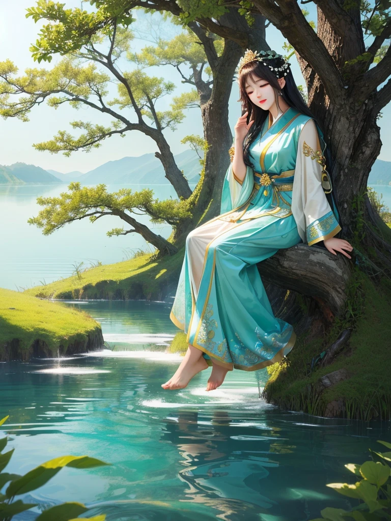 Goddess of Nature。mystery。fantasy。Silence。lake。Fresh breeze
