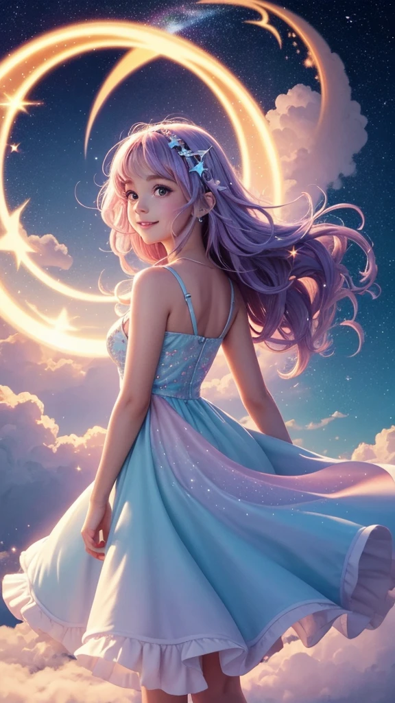 "A whimsical, colorful scene featuring a dreamy landscape. The background includes a soft, pastel sky transitioning from dusk to dawn, with twinkling stars and a crescent moon. A large, fluffy cloud floats in the center, with playful doodles like a smiling sun, rainbow, and cute animals emerging from it. Surrounding the cloud are gently swirling, glowing sparkles. The channel name 'DreamyDoodles' is written in a fun, bubbly font, with the letters slightly tilted as if doodled by hand. The overall style is child-friendly, with a warm, magical atmosphere that feels inviting and imaginative." 8k regulation Ultra realistic dall e style