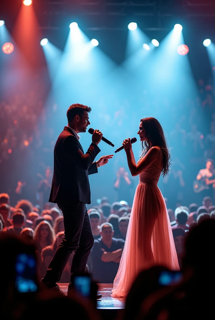 male and female singer in concert setting