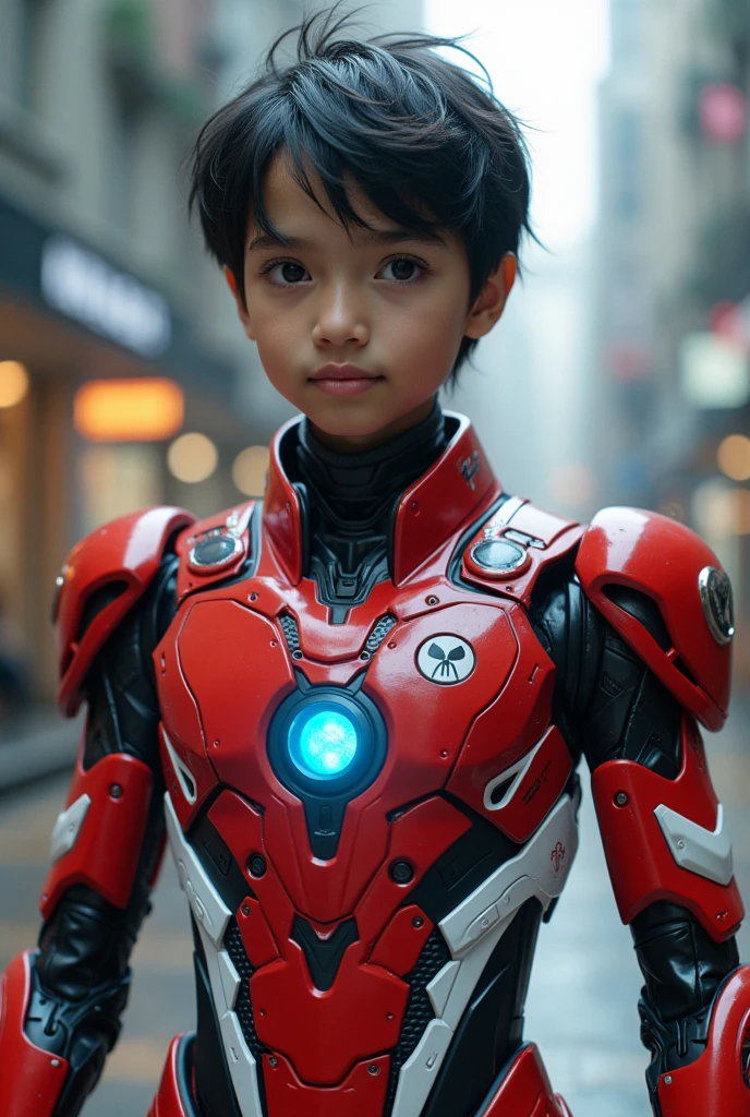SeaArt Bot Txt2Img Studio Boy malay Indonesia wear red white exoskeleton. Robot face on body. Led nipple blue. Black hair little white hair detail. . 19 year old boy. Wavy hair. Tan skin. High tech suit. Mirage armor . Taking anger robot face red. Emoji robot. Robot logo. Mechanize robot face at chest. Talking robot on body. Robot look front.. robocop concept.live bobot on body. Gi goe. Red white. Ultraman suit. Round shape Robot face on center.optimus prime Robot eyes on point nipples host suit. Robot Mouth on abs. Optimus prime armor. Punisher face Optimus primes on body.