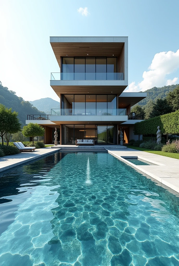 A huge modern house with 2 huge pools
