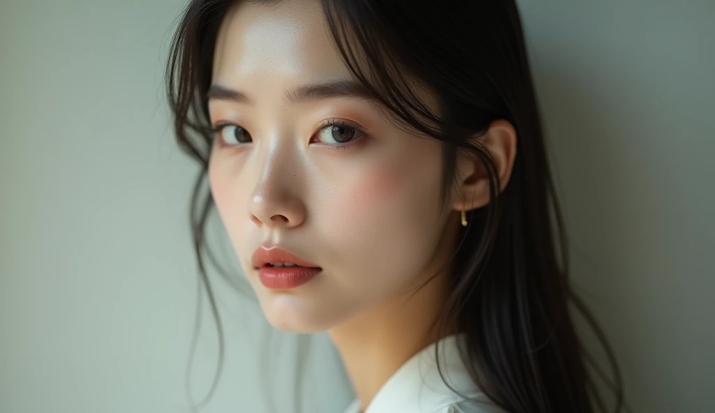 
Beautiful asian face woman, image from the neck up, woman with a long neck　 front face adult woman