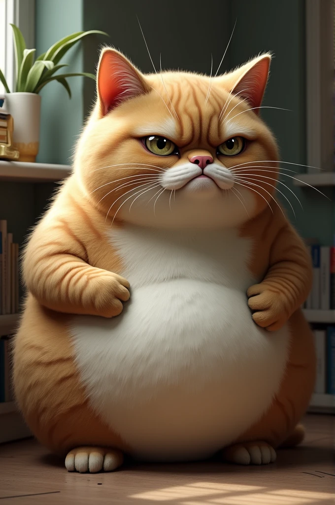 fat oyen cat with a sullen face