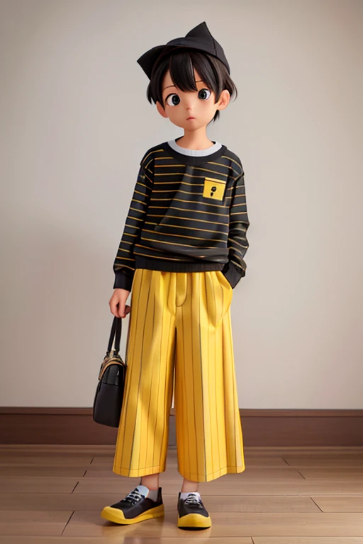 Black and yellow horizontal striped clothing、16age、