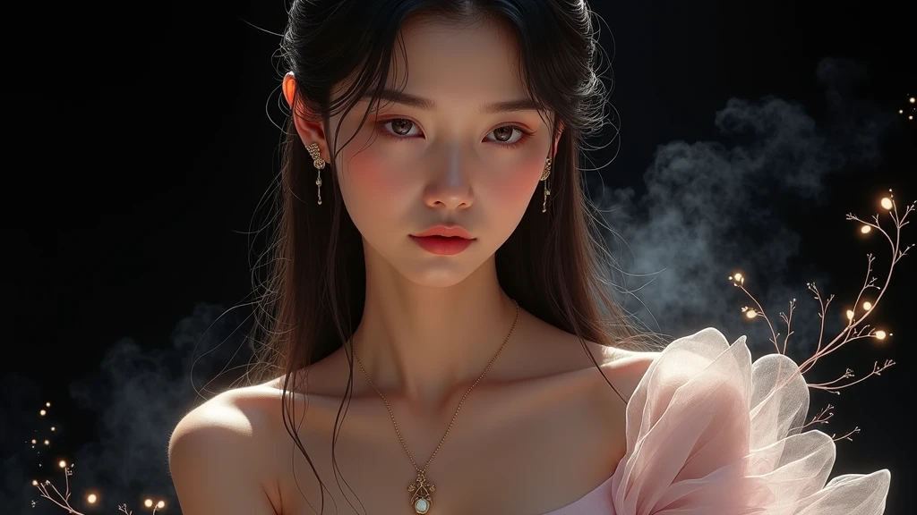 Beautiful asian face woman, image from the neck up, woman with a long neck front face adult woman