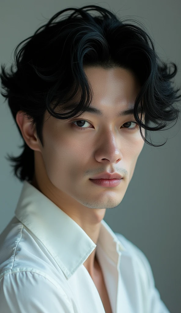 A man with jet black hair and pure devine pale skin, 8K