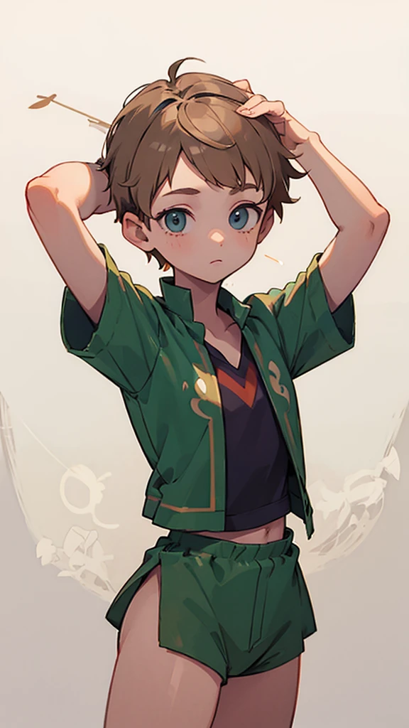 Peter Pan,Half Short Hair,cute,In an innocent pose,whole body,Hands above head