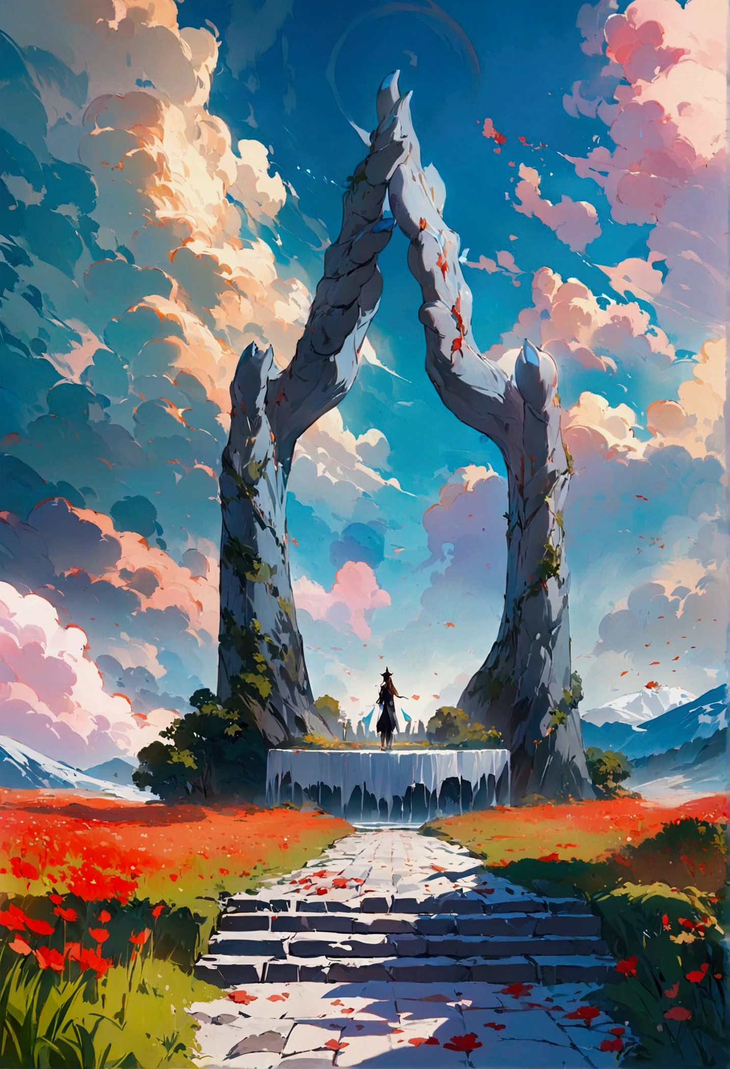 The best of Masterpiece on The Worldwide, the best of landscapes on worldwide, Improved quality, the best of shadow, High quality, Good anatomy, Healthy body, Whole fingers, Normal digits, HD quality image, fantasy, fantasy landscape, frosted altar of the burning field,