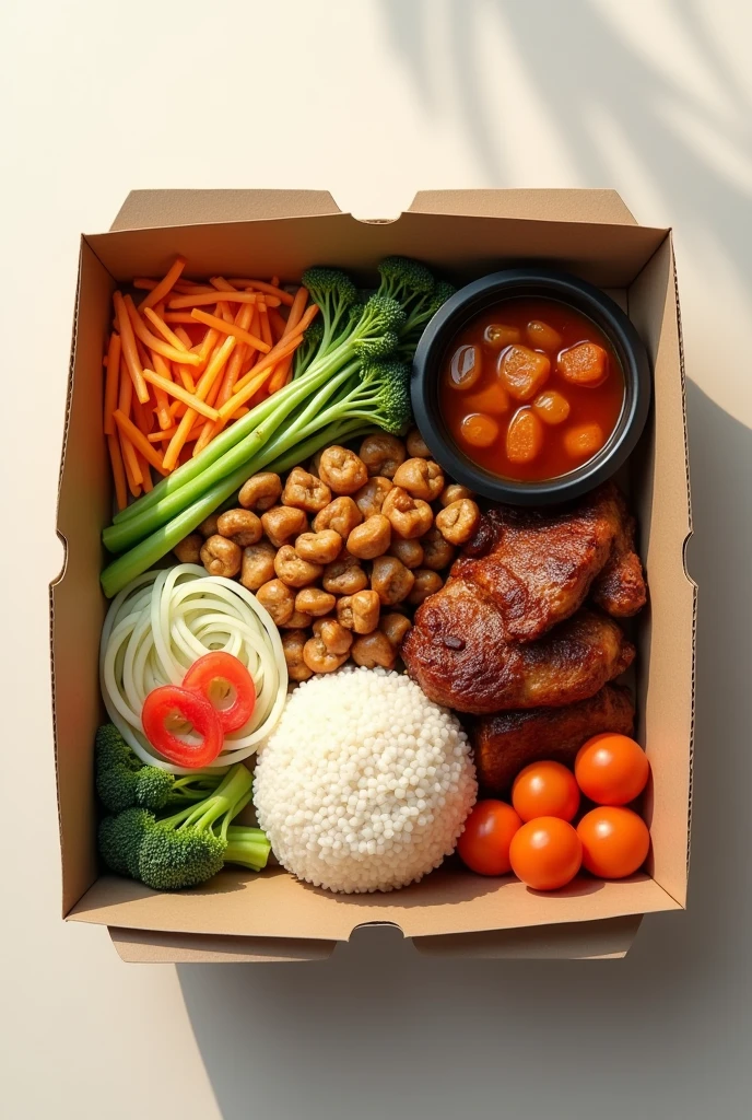 10 yuan worth of lunch box food,Top view,Product image,Reality