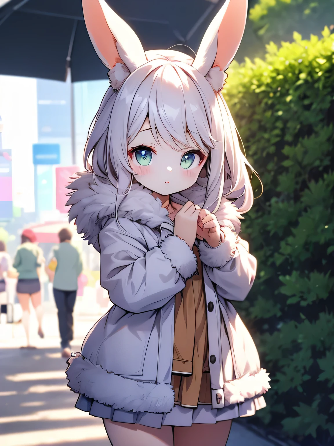 Bunny girl,Bunny ears,Characteristics of 3--oldsus on women,Fur Lady,Hairy ,Height 1.6 meters,Summer coat,Short skirt