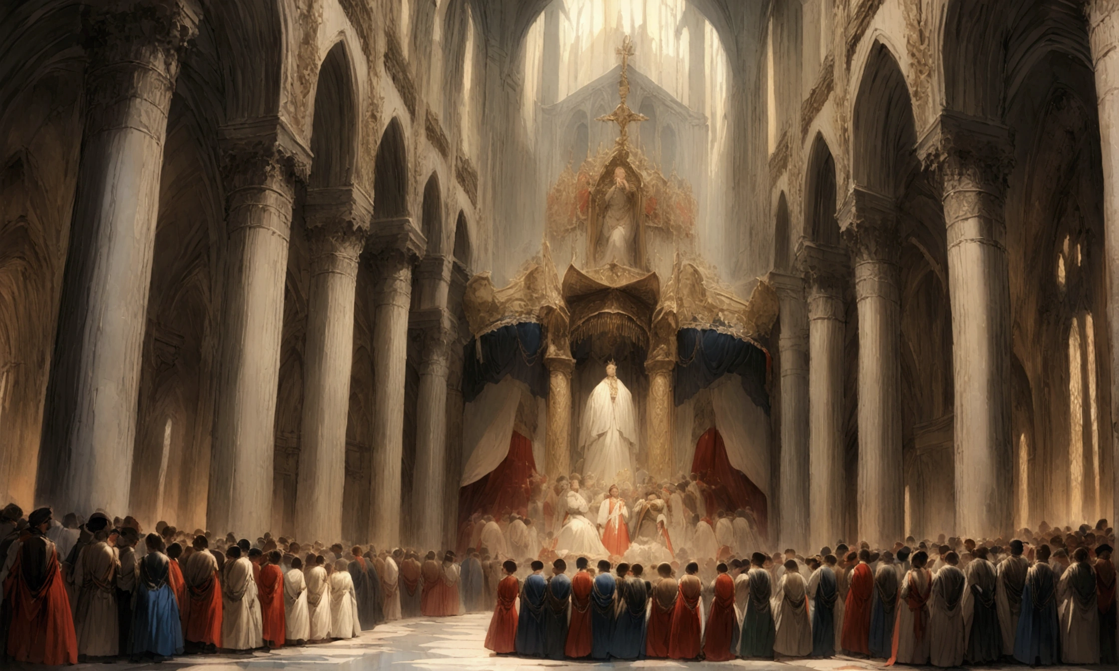 This photo is from France in the 18th century,Napoleon in the church,Crowned emperor in front of thousands of people