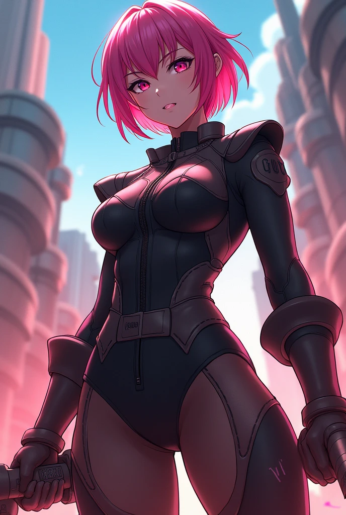 female, short hair, Collect, big breasts, anime, strong, oversize, slim