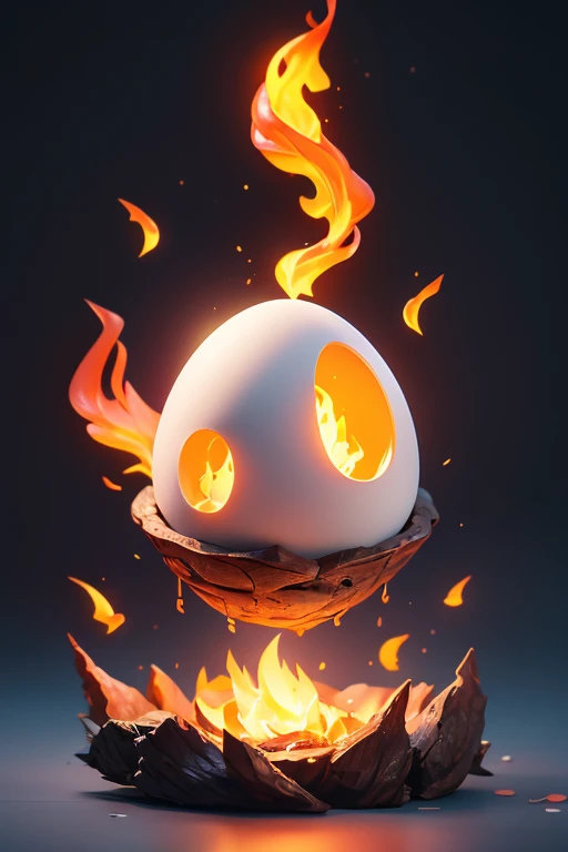 1 Monster Egg. The egg has a fire pattern and floats in mid-air.. The image should be sharp and detailed, with beautiful colors.